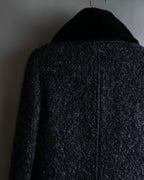 "Valentino Garavani" Fur collar boucle wool mid-length coat
