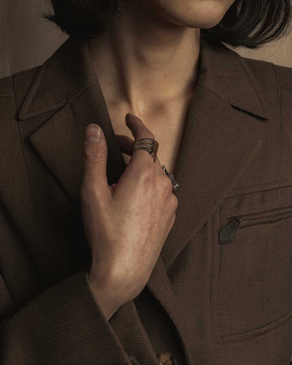 -SPECIAL- "HERMES" 90's Military-inspired zip design tailored jacket