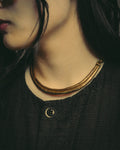 -SPECIAL- "Hermès" 80's-00's Sculptural gold tone choker necklace