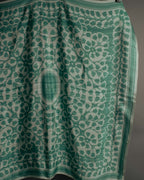"Christian Dior" 85's-95's Vintage emerald tulip botanical silk shantung scarf