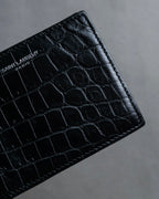 "Saint Laurent" Crocodile embossed leather bi-fold money clip
