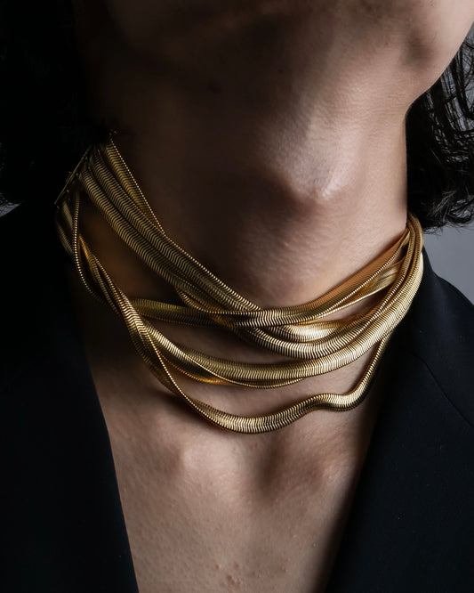 "GIVENCHY" 7 strand accordion chain choker necklace