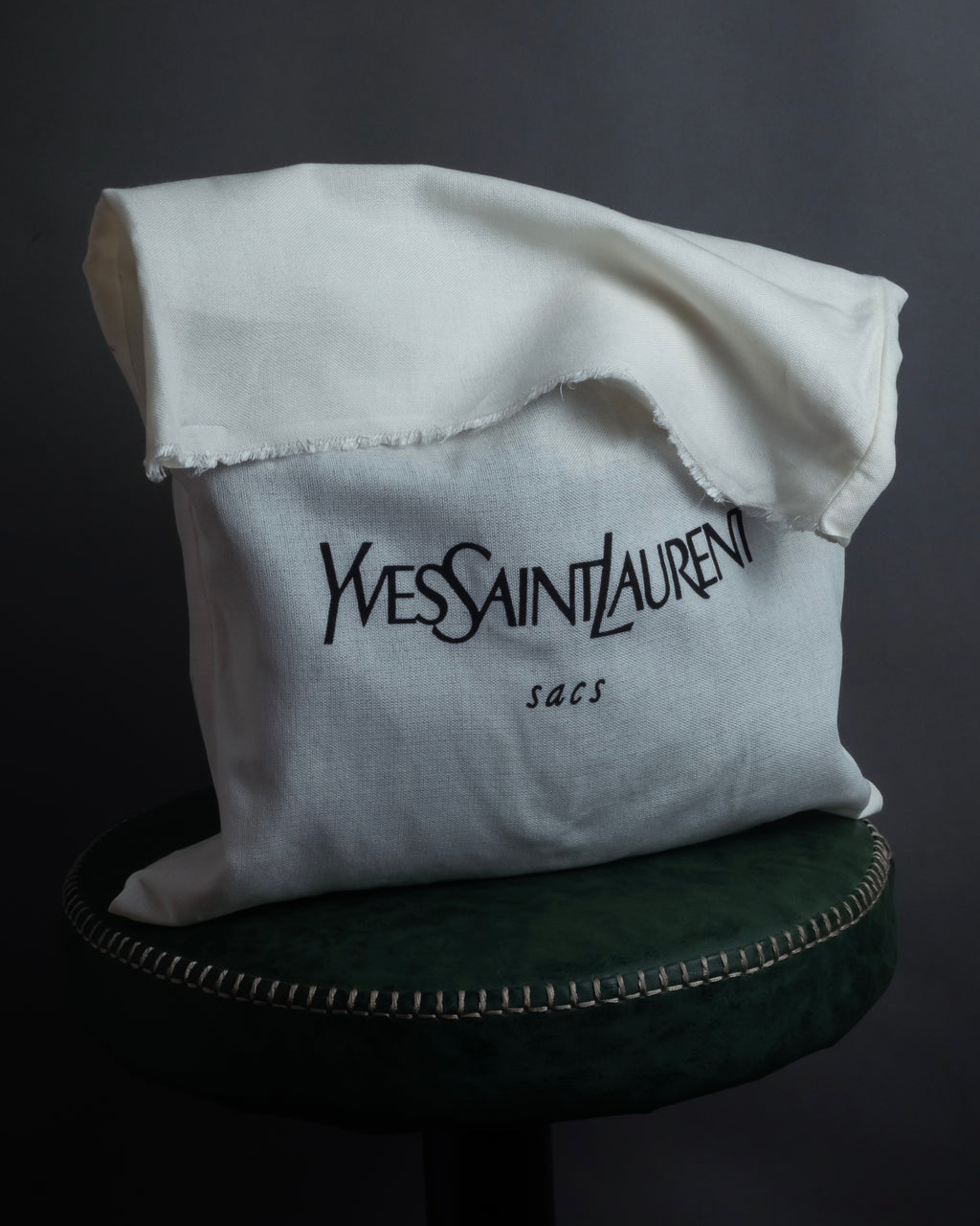 "YVES SAINT LAURENT" Cassandra logo engraved flap design leather bag
