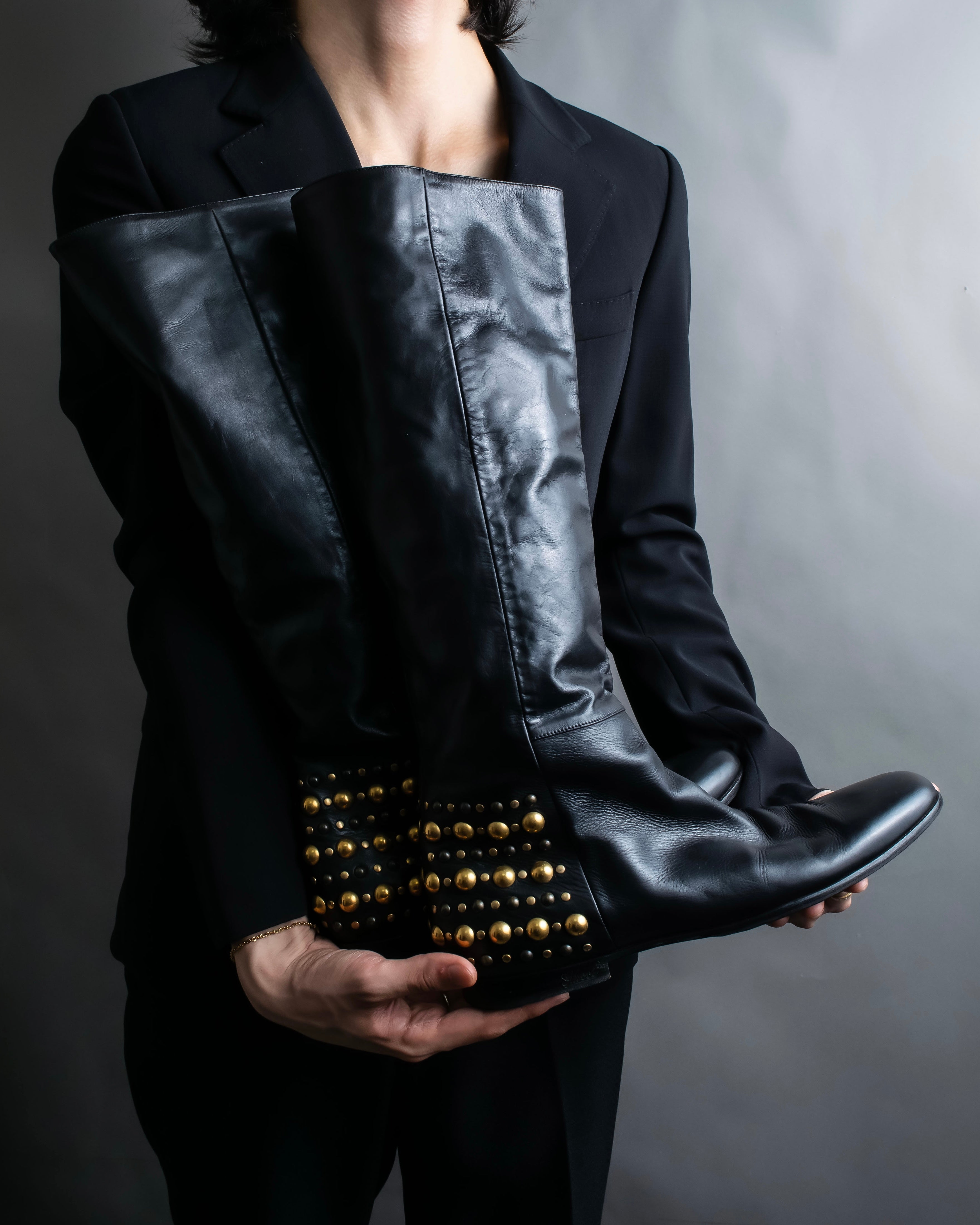 "GUCCI" Stud design vibram sole long boots