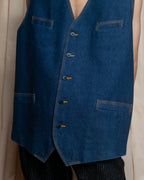 "Vintage stitch design denim vest"