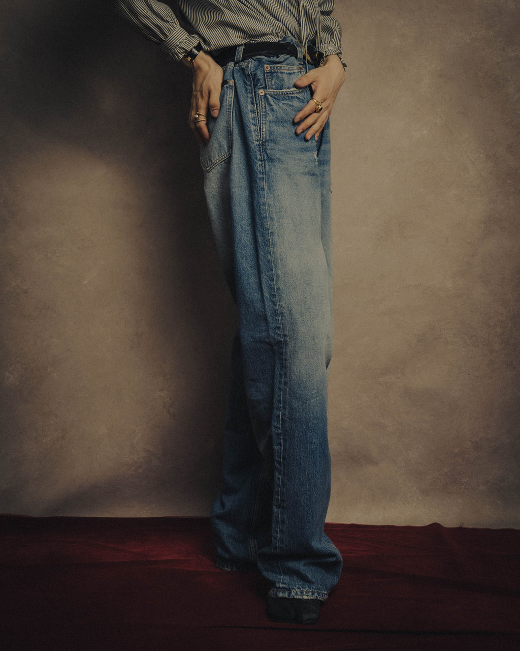 -SPECIAL- “SAINT LAURENT” 2023’s Long extreme baggy faded denim jeans