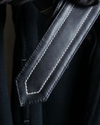 "HELMUT LANG" Fur collar belted long coat