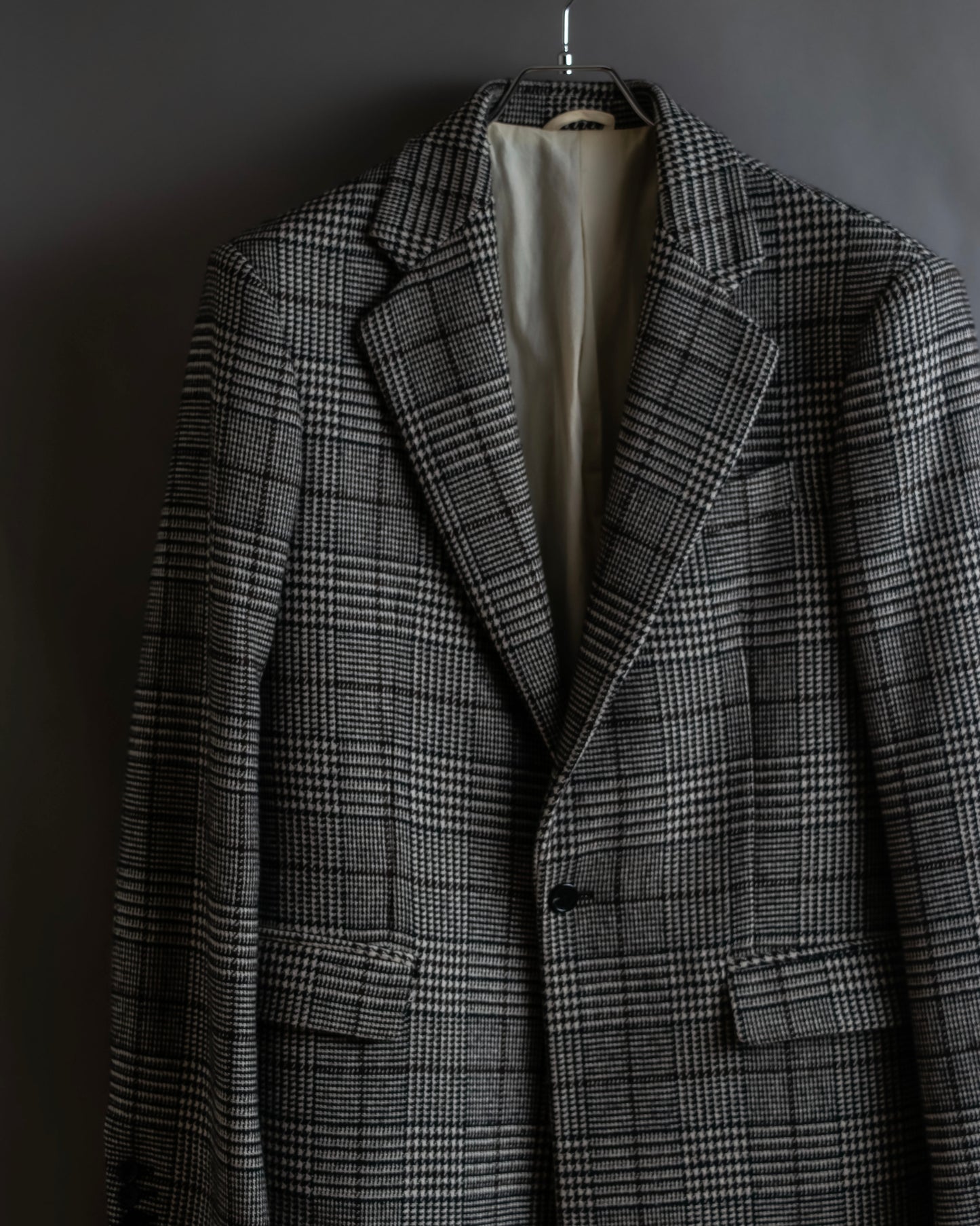 "RAF SIMONS" 20-21AW Glen check pattern tailored shape coat