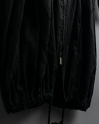 "CELINE" Gathered design hooded double zipper dress