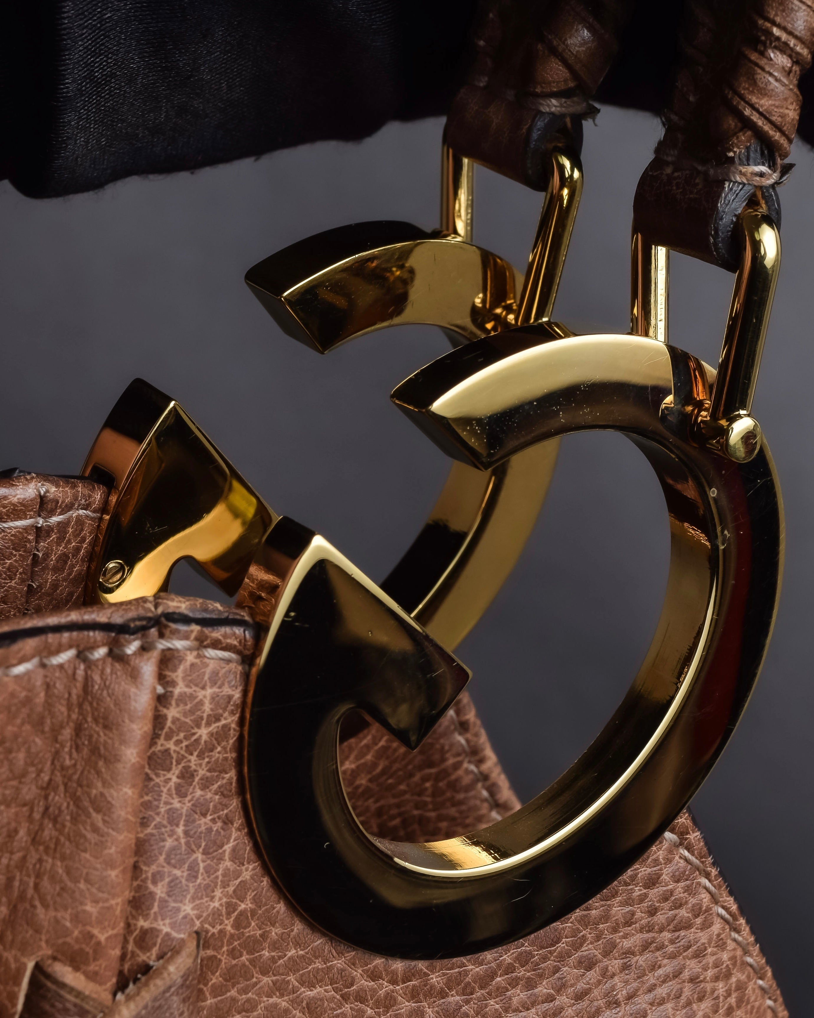 "GUCCI" Charlotte whipstitch hobo leather shoulder Bag