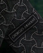 "GIORGIO ARMANI" Charcoal gray geometric pattern necktie