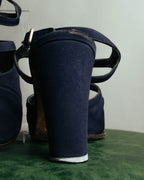 "PRADA" 90's-00's Dark navy t-strap pumps