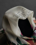 "Christian Dior" Wreath floral design silk scarf