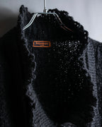 "YVES SAINT LAURENT" Ribbon design stand collar low gauge cardigan