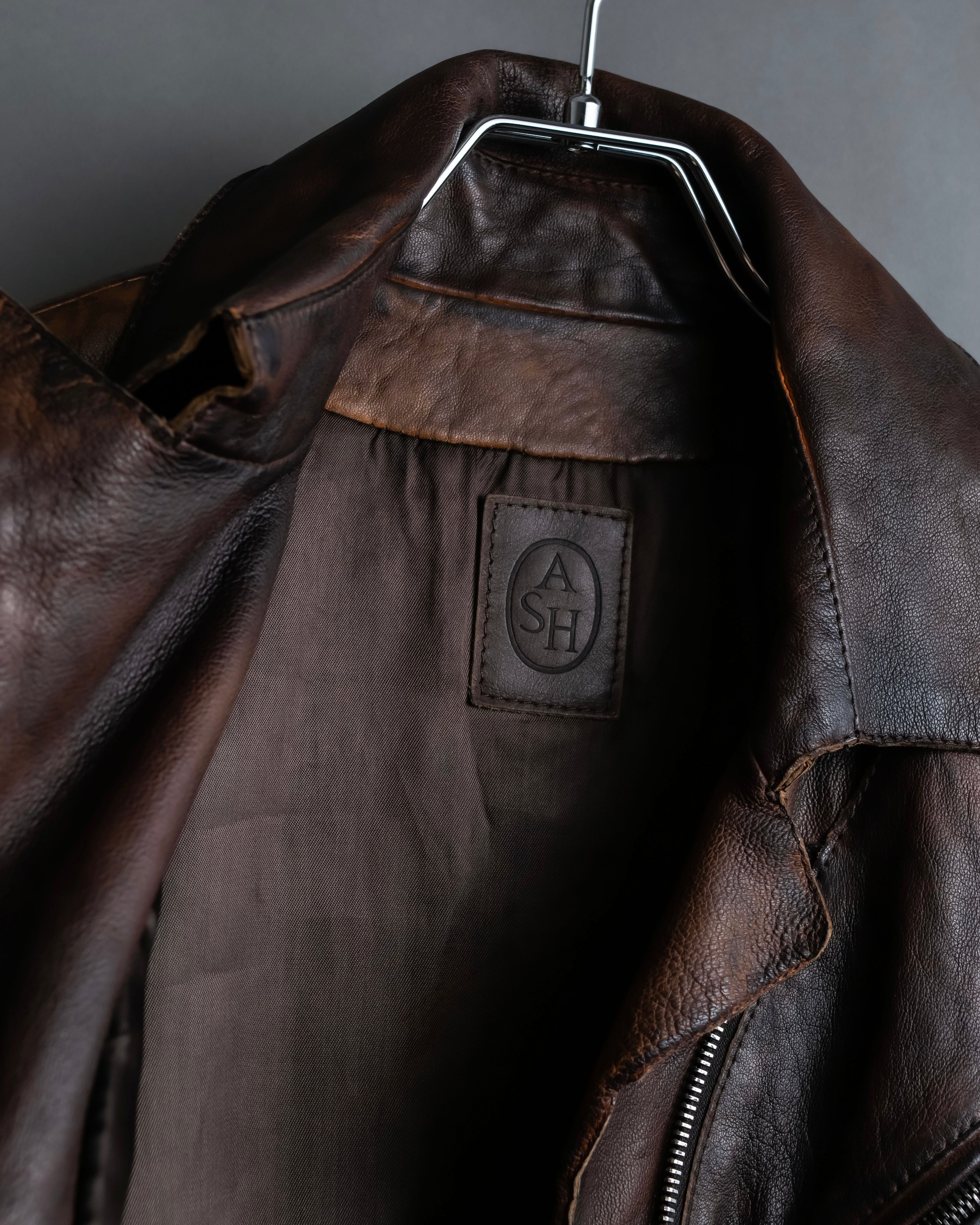 "ASH" 100% genuine leather gradient riders jacket