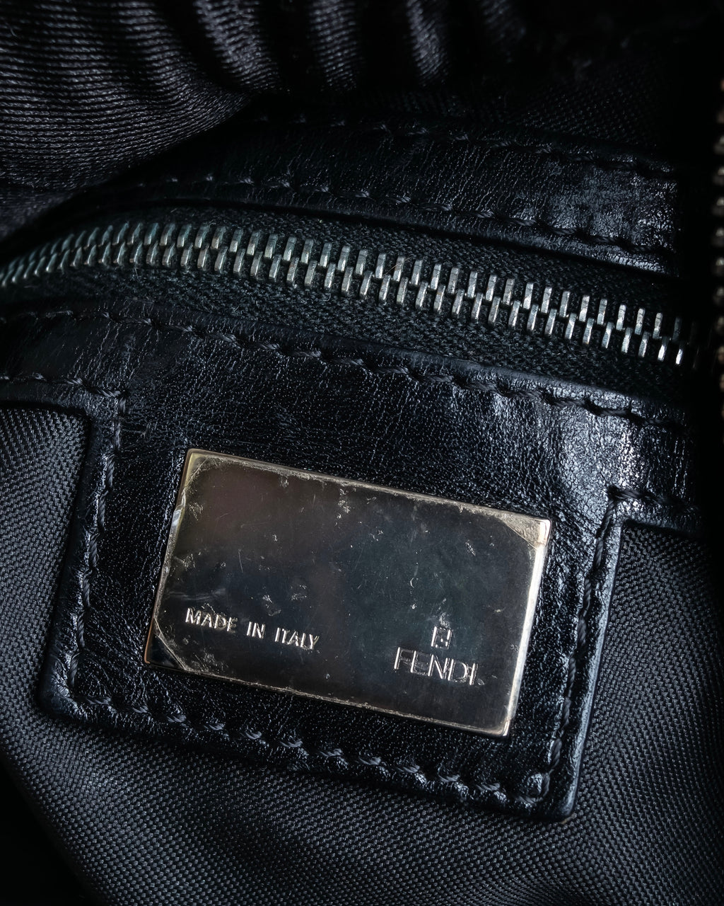 "FENDI" Curved design swirl motif leather one shoulder bag