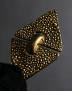 "YVES SAINT LAURENT" Granular texture diamond gold brooch