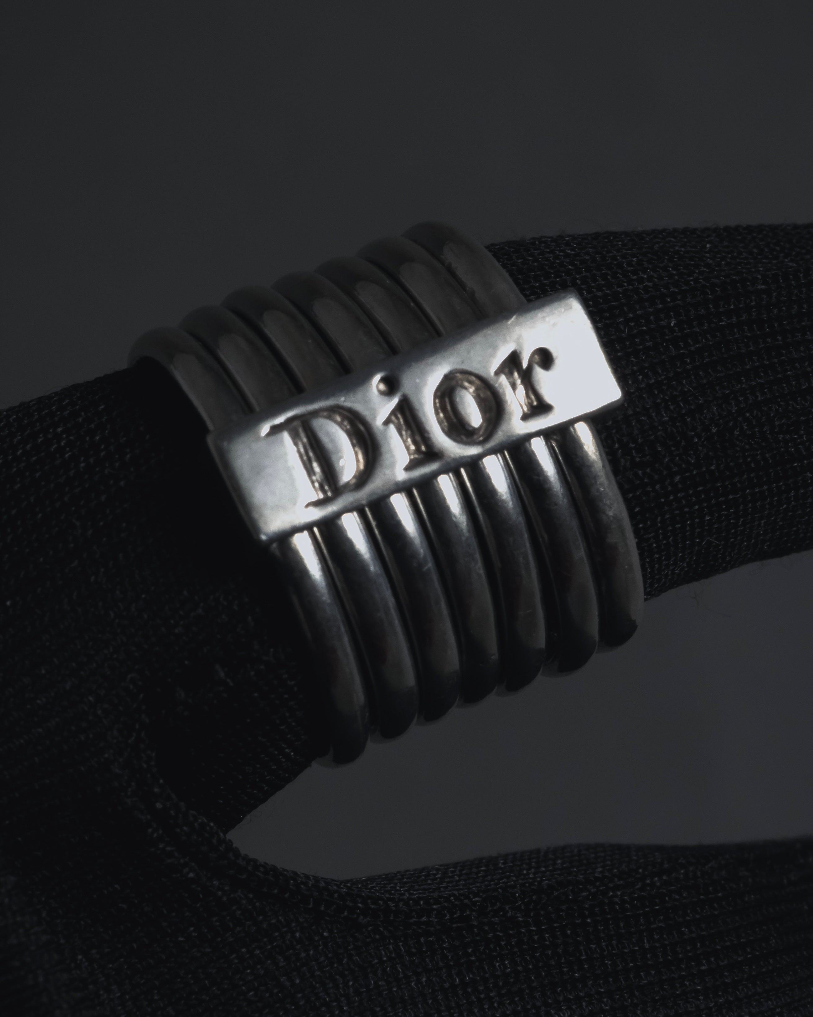 "Christian Dior" 00’s stacked wire silver 925 logo plate ring