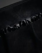 “Salvatore Ferragamo” 80’s-90’s Suede shirred ribbon shoulder bag