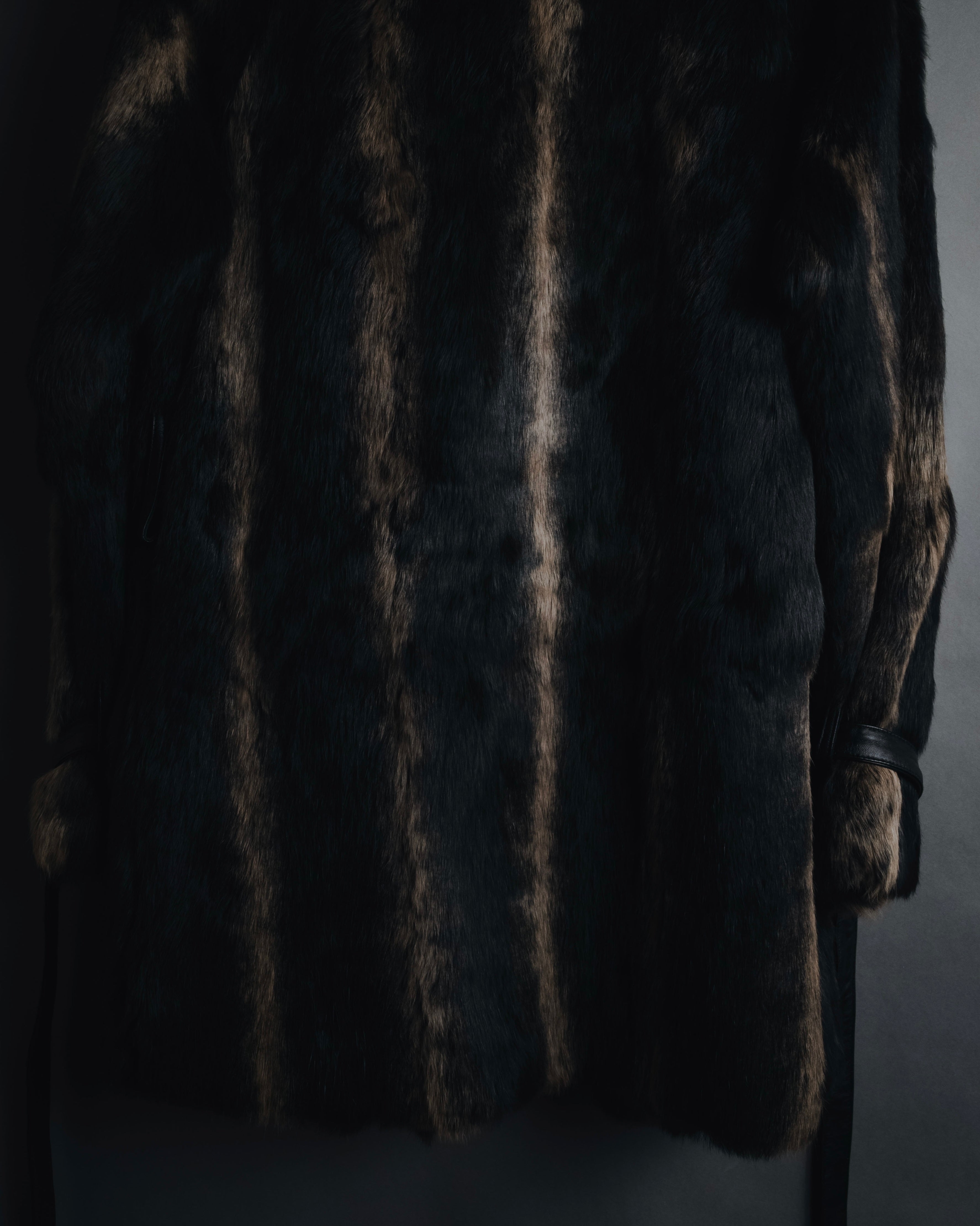 "BIEMME" 00’s striped rabbit fur belted coat