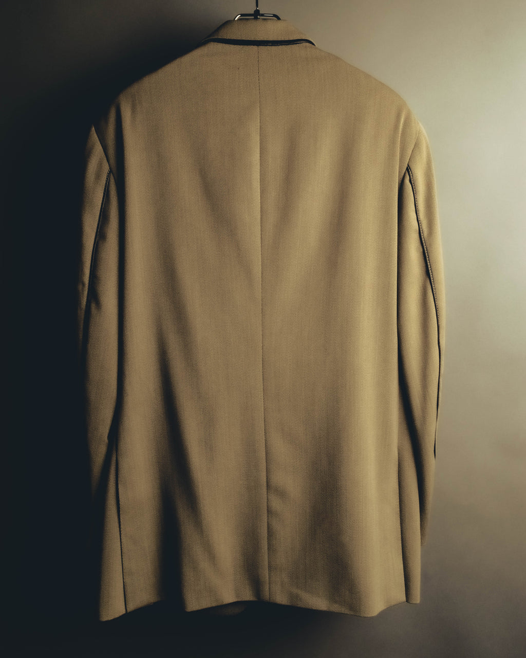-SPECIAL- "Hermès" 80's-00's Leather collar tailored blazer