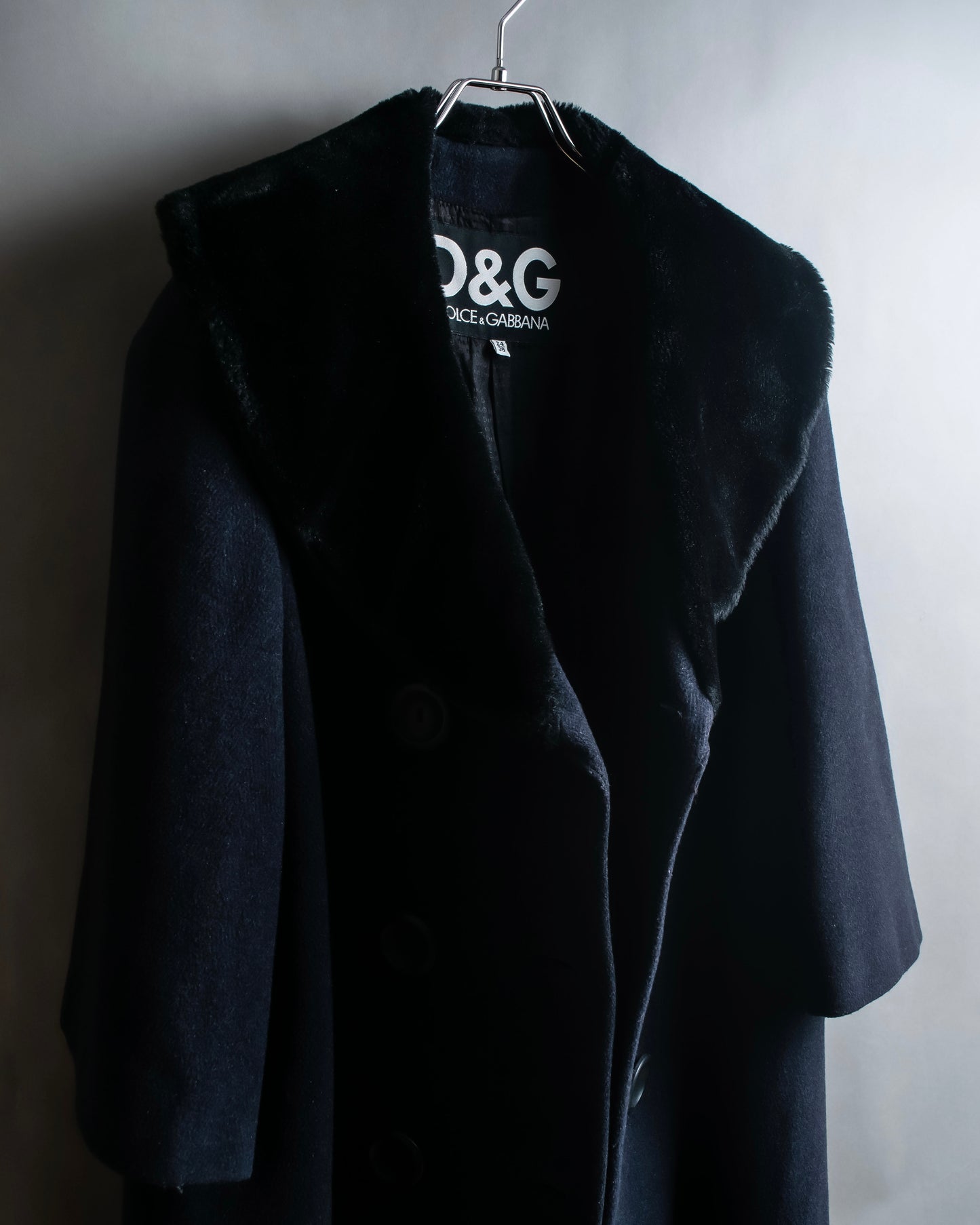 "Dolce & Gabbana" Large lapel fur shawl collar double-breasted coat