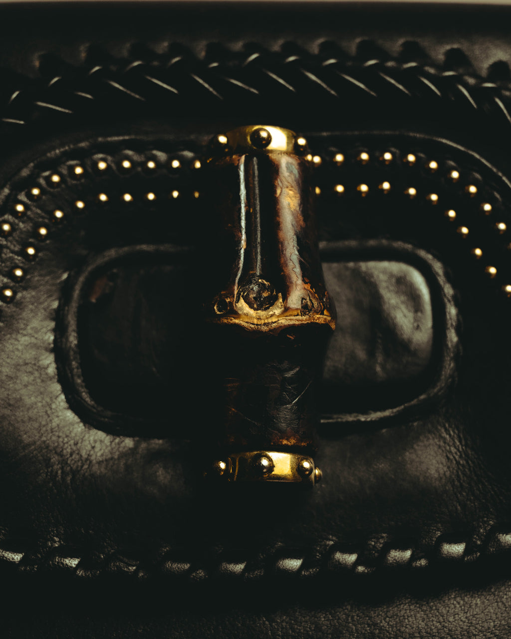 –SPECIAL– "GUCCI" 10's Embellished bamboo leather handbag