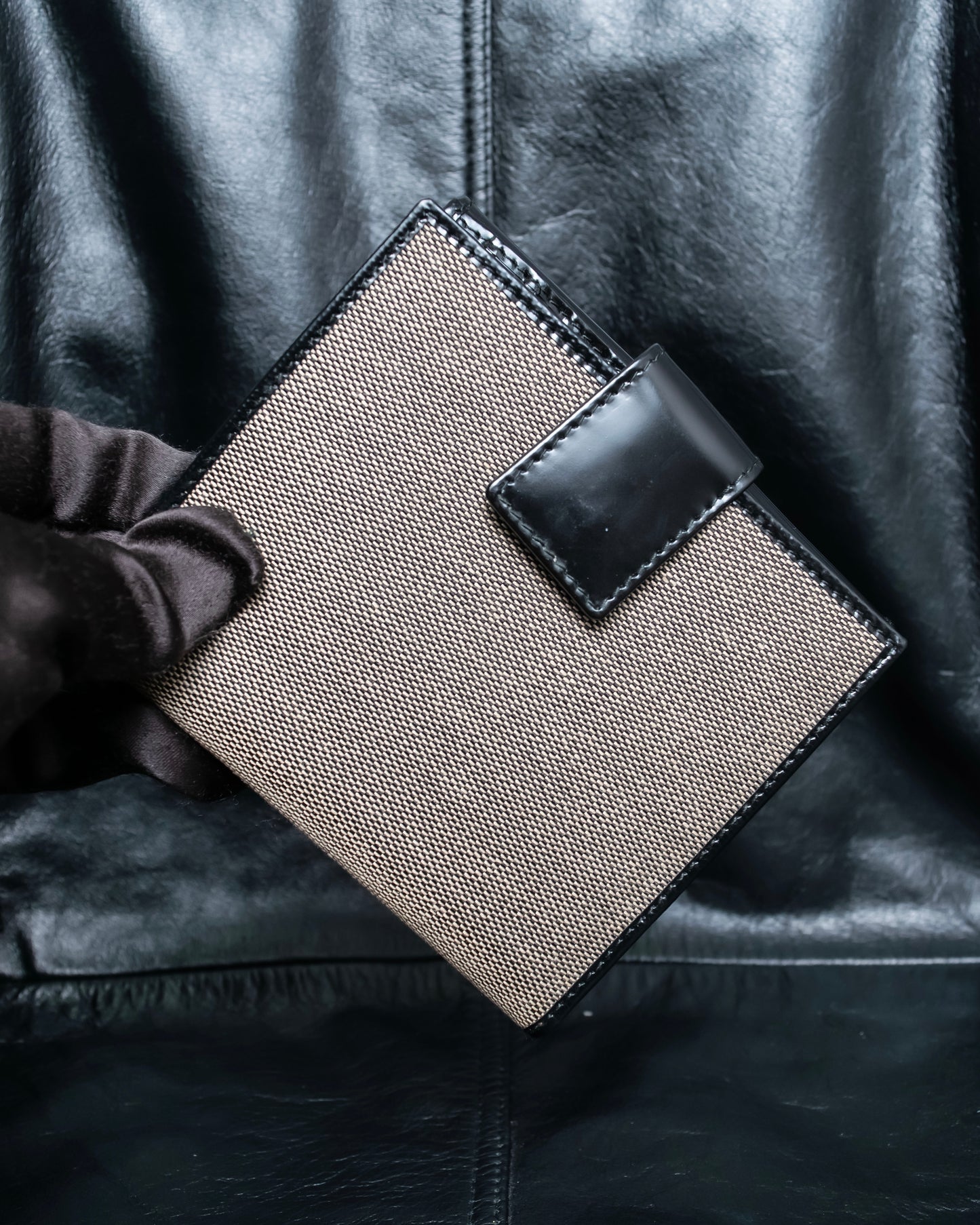 "GUCCI" Canvas and leather bi-fold wallet