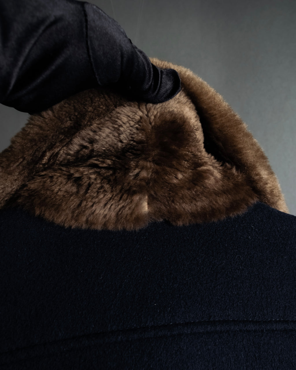 "VALENTINO" Fur collar double-breasted wool coat