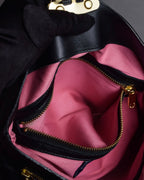 "ADMJ" Gold clasp grain leather shoulder bag