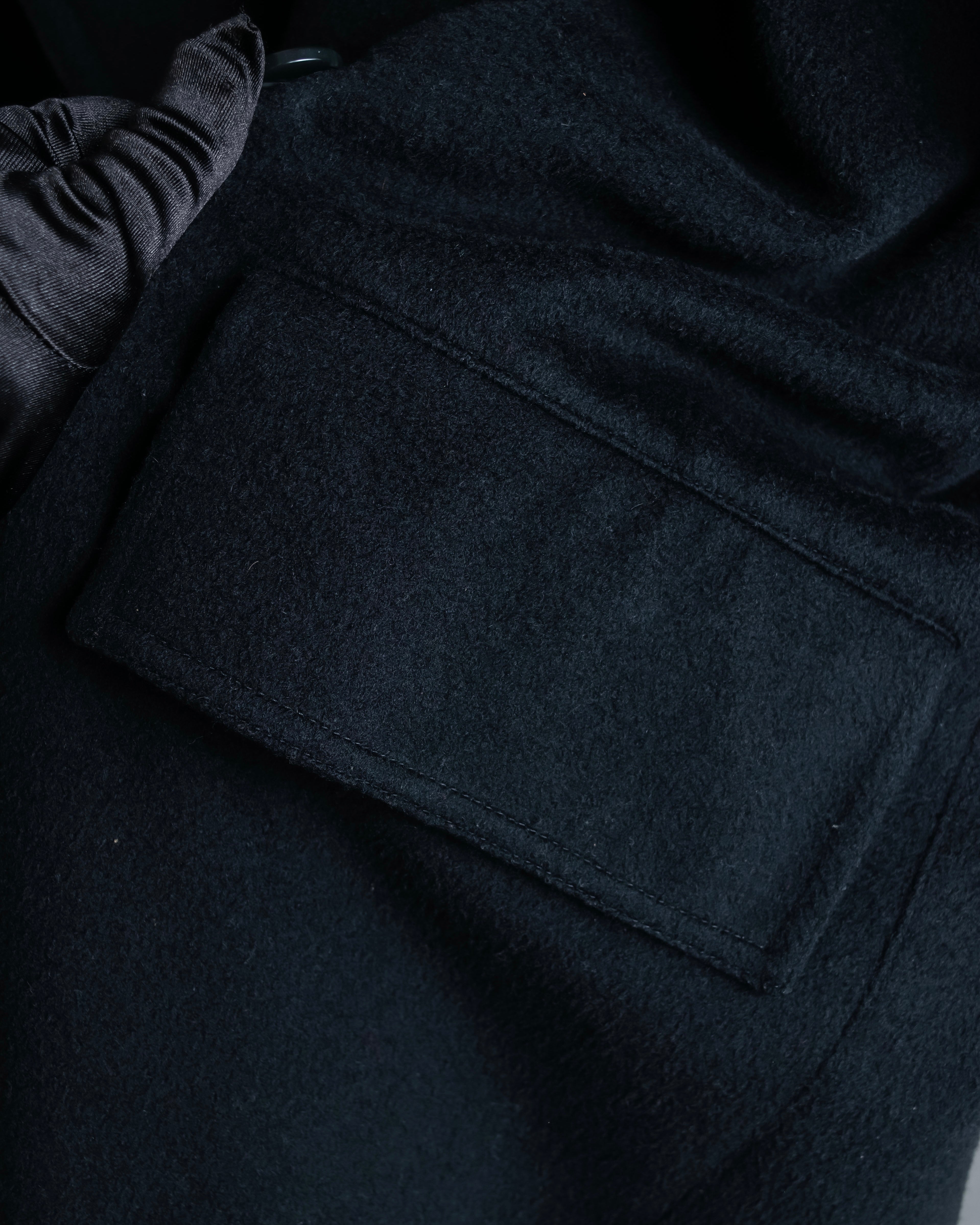 "GIANNI VERSACE UPDATE"
 Fur trimmed wool cashmere maxi double breasted coat