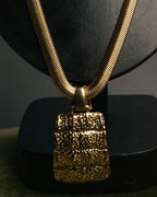 "Yves Saint Laurent" 80's-00's Gold tone textured pendant necklace