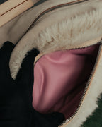 “Salvatore Ferragamo” 00’s Fur panel suede shoulder bag