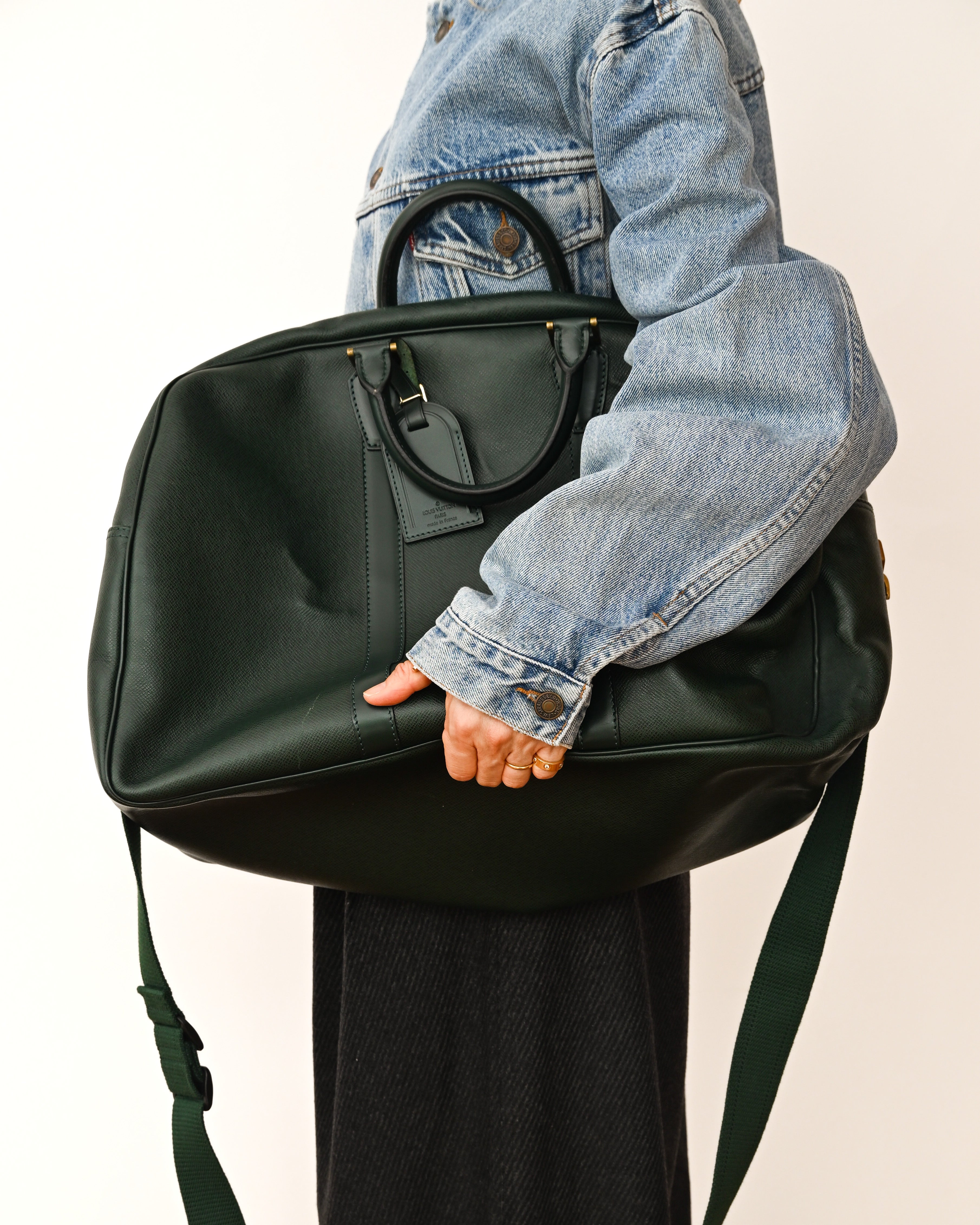 LOUIS VUITTON/ “Taiga Kendall GM” 2 Way Big Boston Bag Green