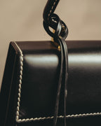 -SPECIAL- "Salvatore Ferragamo" 90's-00's Gancini contrast stitch leather handbag