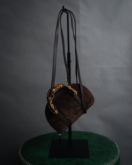 -SPECIAL- “GUCCI” 90’s bamboo handle suede half moon bag