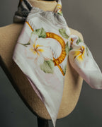"CELINE" 90's Floral logo cotton square scarf