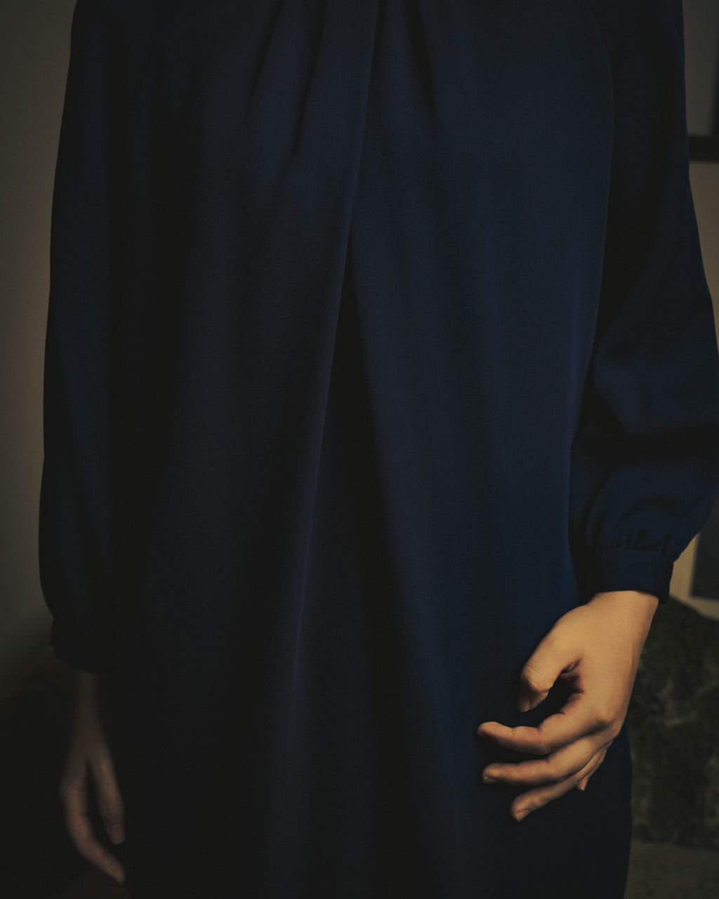 –SPECIAL– "Christian Dior" 80's-90's Sculptural high-neck long dress