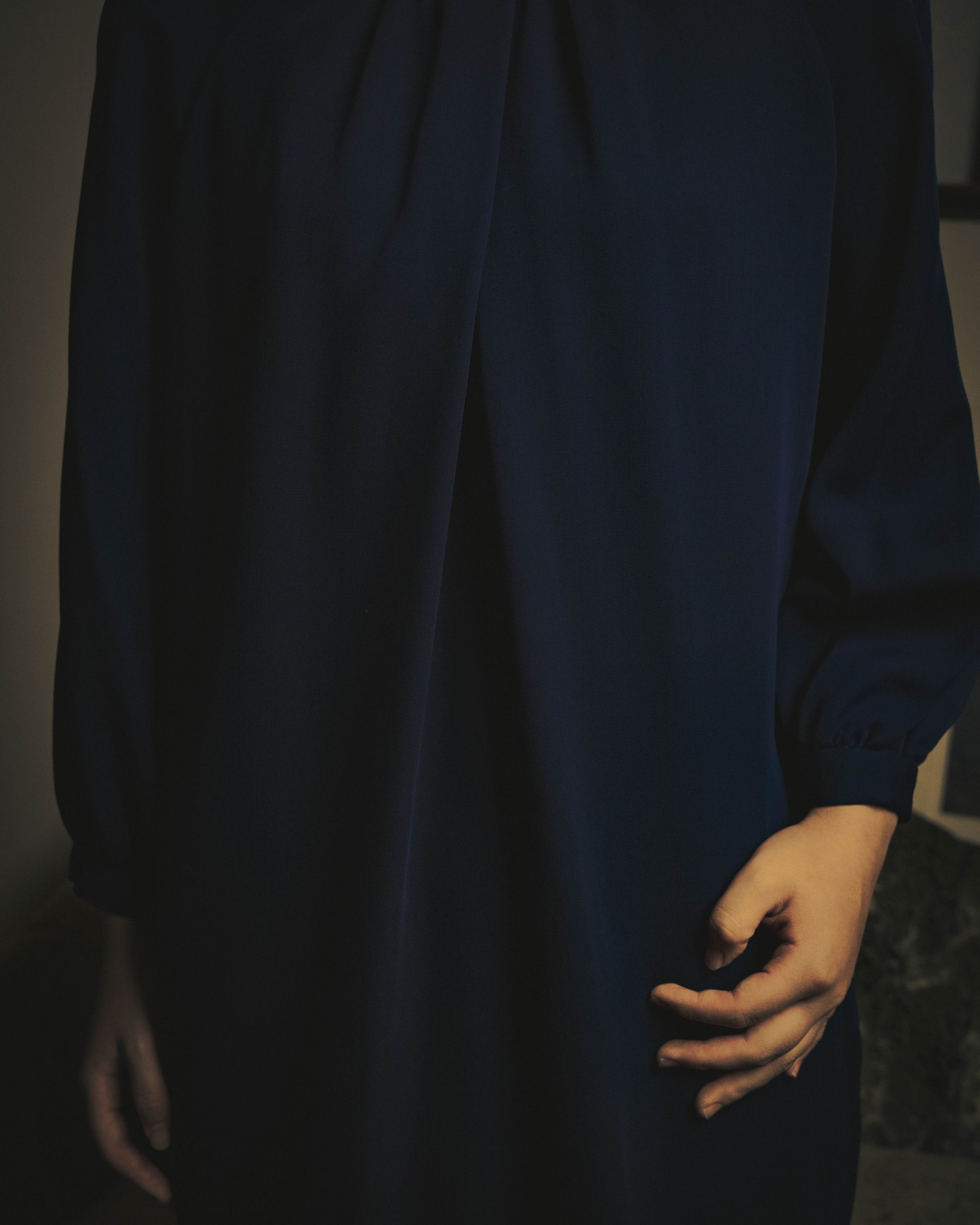 –SPECIAL– "Christian Dior" 80's-90's Sculptural high-neck long dress