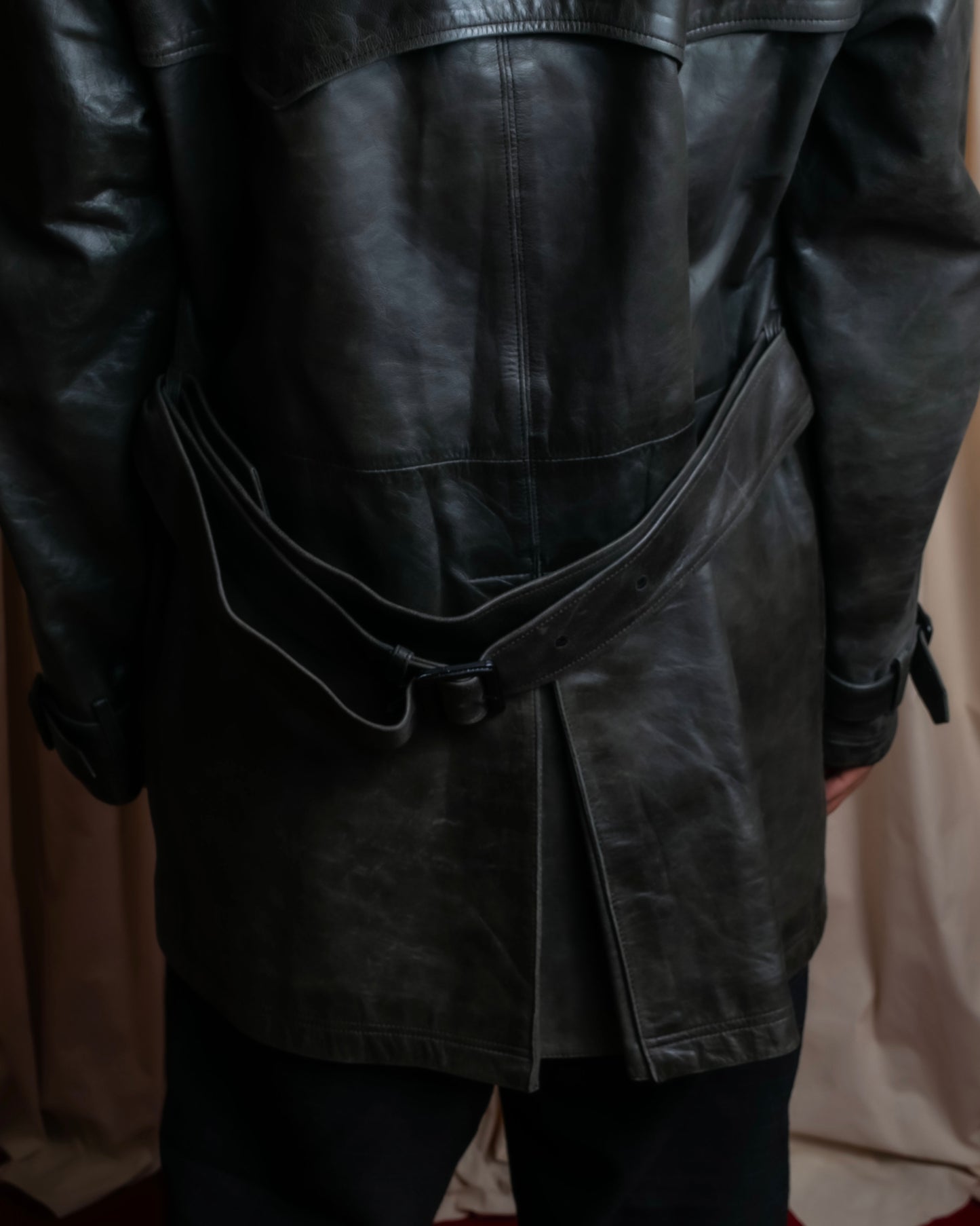 "PAUL SMITH" Military detail double-breasted sheepskin leather coat