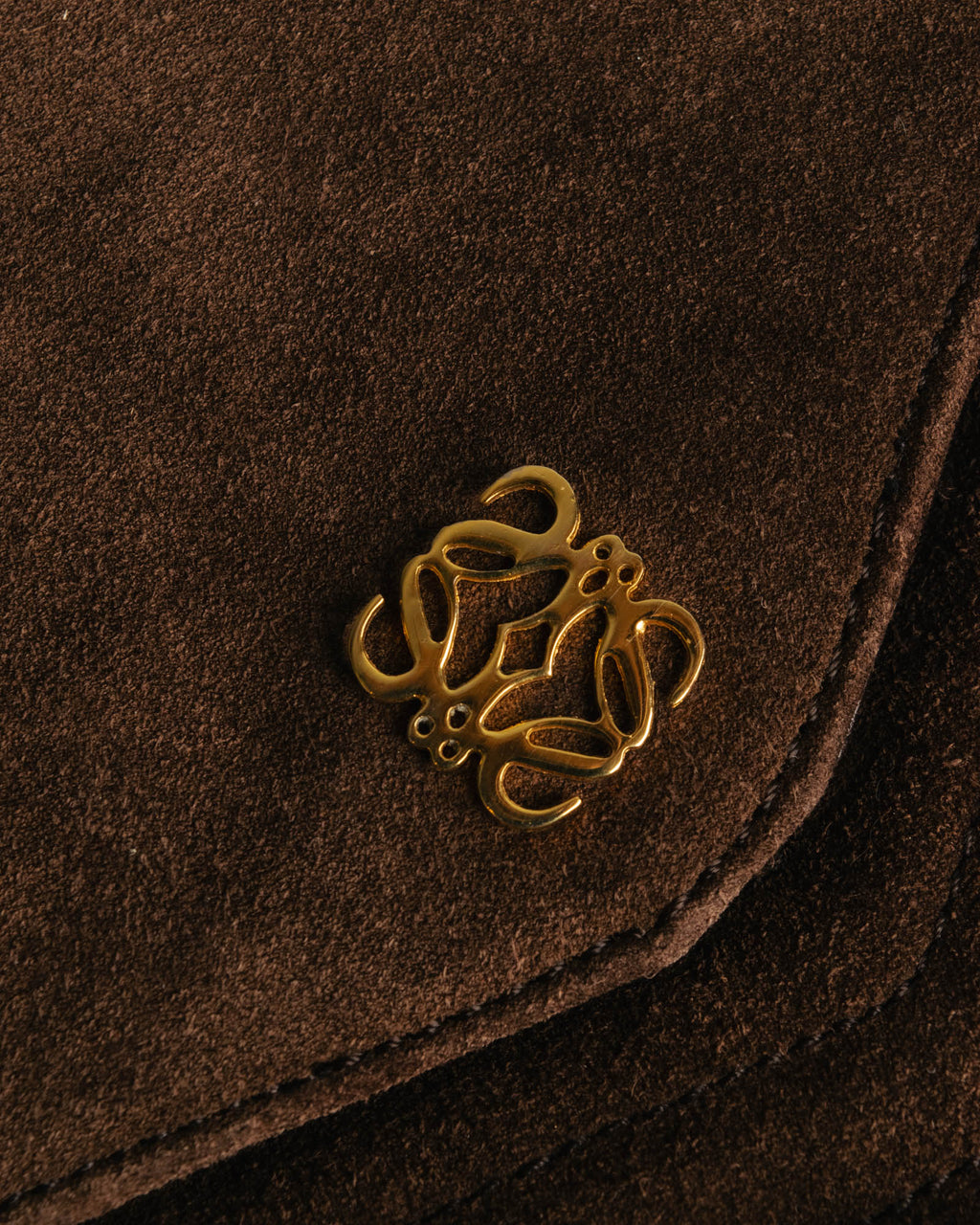 “LOEWE” 80’s-90’s Suede anagram chain shoulder bag