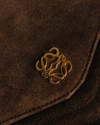 “LOEWE” 80’s-90’s Suede anagram chain shoulder bag