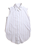 CHANEL/ 2003 Fly Front Design Striped No Sleeve Shirt White