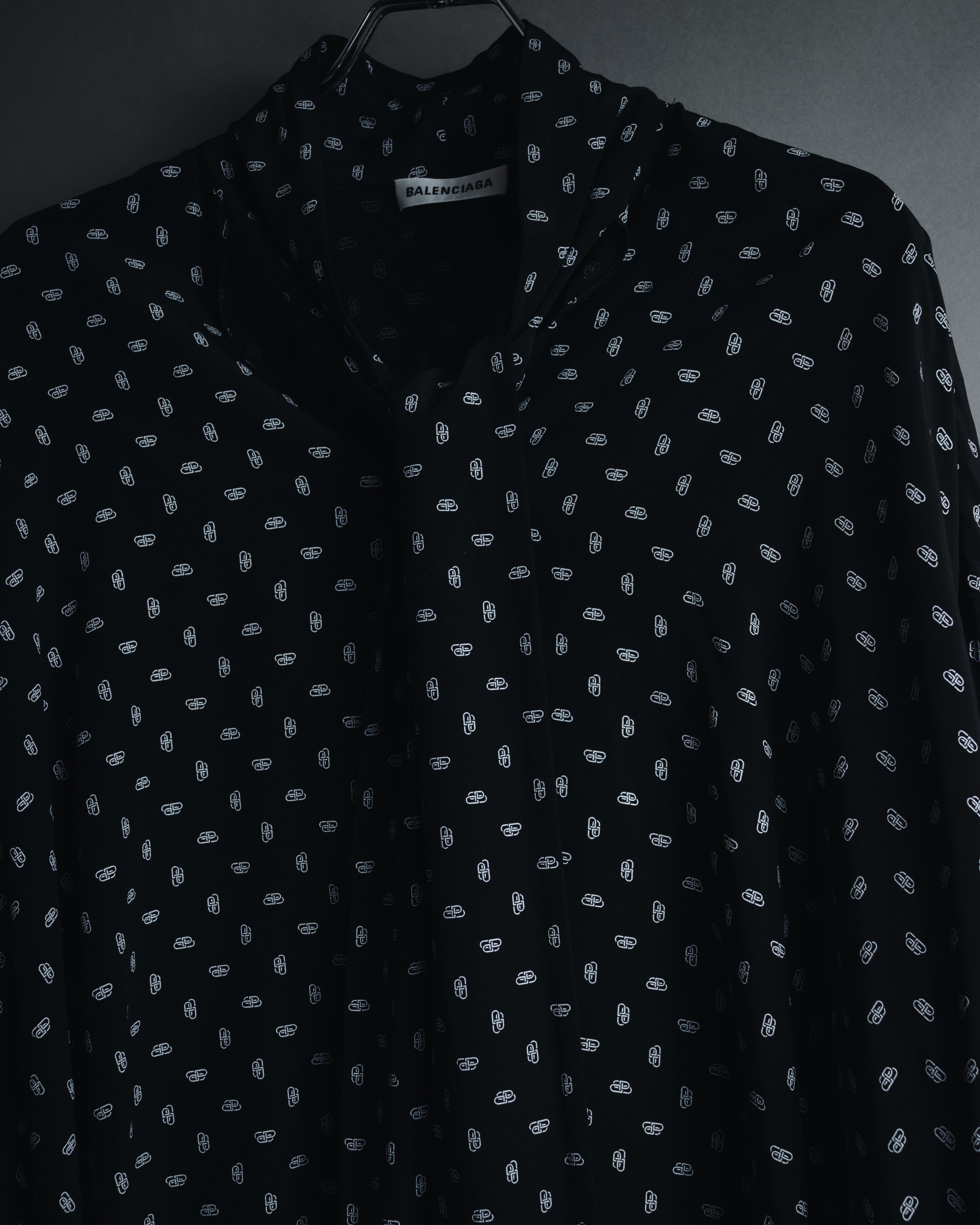 "BALENCIAGA" All-over Logo Bow-Tie Blouse