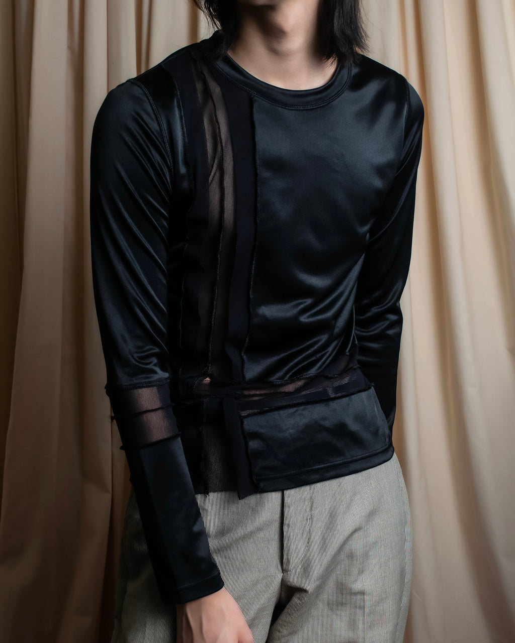 "JEAN PAUL GAULTIER FEMME" Sheer mixed material design pullover