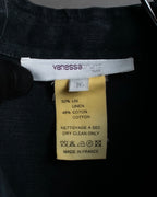 "vanessa bruno" Lace fringe design drawstring cotton linen shirt dress