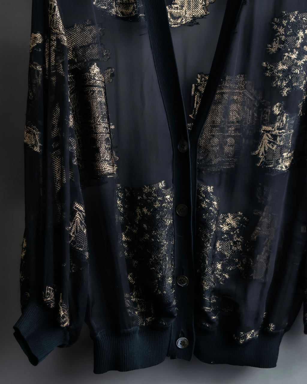 "HERMES" Embroidered design see through cardigan