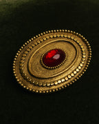 -SPECIAL- “CHANEL” 1982Years red cabochon oval brooch