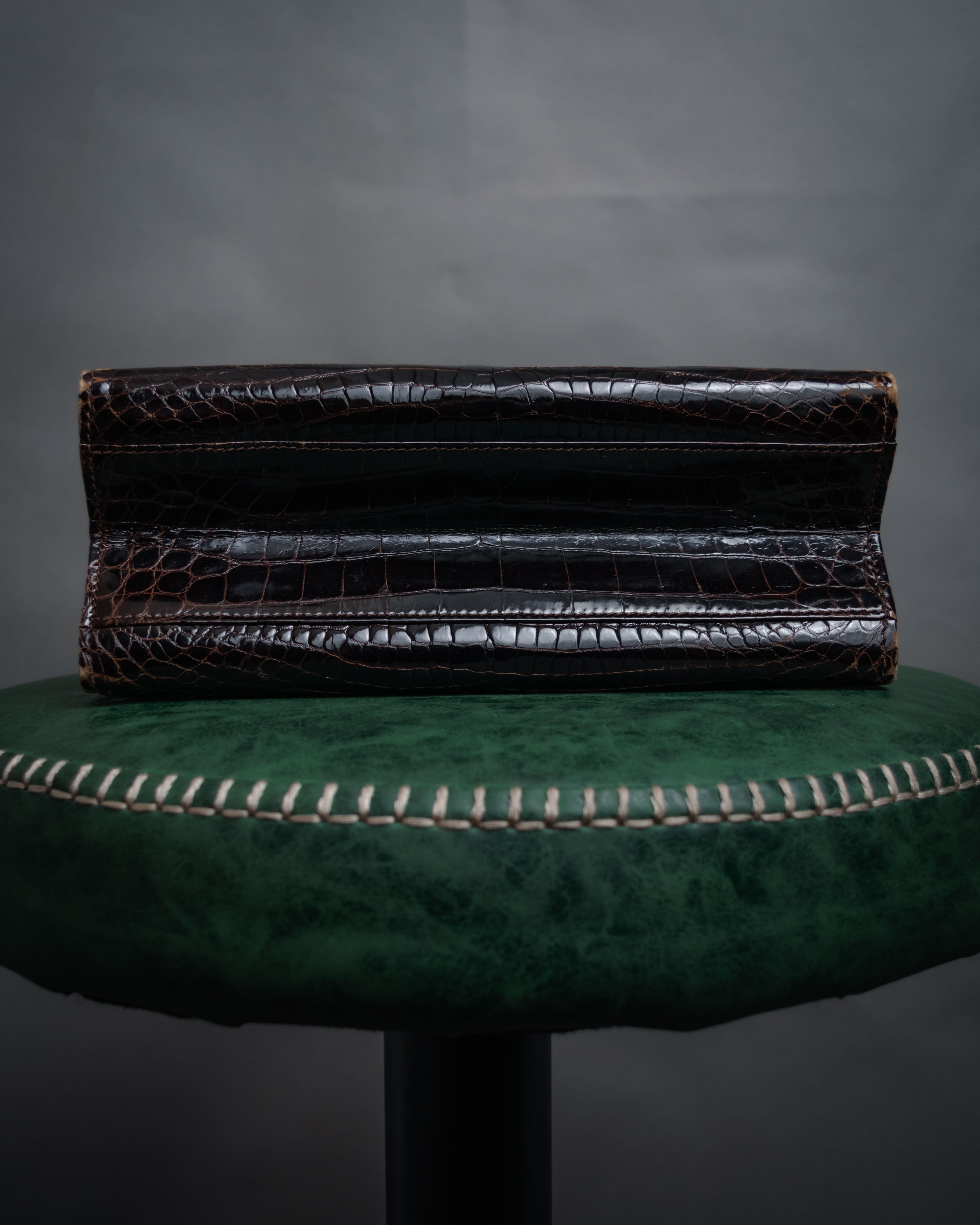 –SPECIAL– “GUCCI” 50’s-60’s Crocodile leather top handle bag