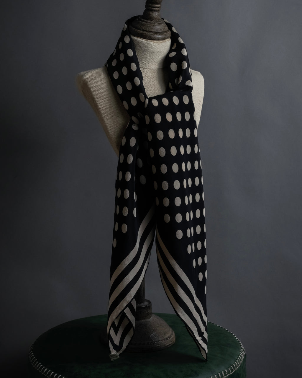 "JEAN PAUL GAULTIER" Classical dot pattern silk scarf